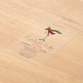 Elegante Cocktail, String Lights Gouden Kerst Acryl Uitnodigingen (Laagn)