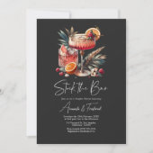 Elegante Cocktail Voorraad de Bar Couples Bruiloft Kaart (Voorkant)