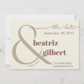 Elegante Cocoa Brown Typografie Huwelijk Save The Date (Voorkant)