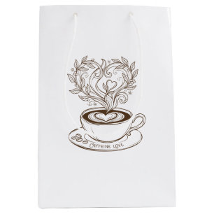 Elegante Coffee Heart Latte Art - Caffeine Liefde Medium Cadeauzakje