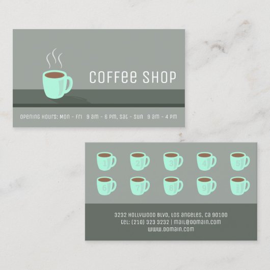 Elegante coffeeshop Loyalty Punch (Voorkant / Achterkant)