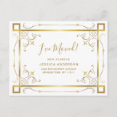 Elegante Colden Art Deco Bewegende aankondiging Briefkaart (Voorkant)