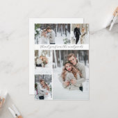 Elegante Collage 5 foto Pas getrouwd bruiloft Dank Kaart (Voorkant / Achterkant in situ)