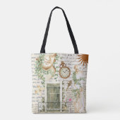 Elegante collage achtergrond Grieks beeld waterver Tote Bag (Achterkant)