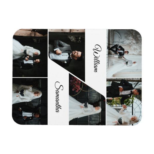 Elegante Collage Keepsake bruiloft Magneet (Horizontaal)