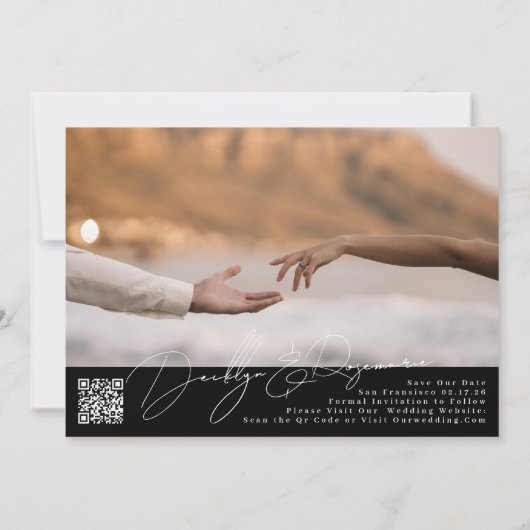 Elegante Collage QR Code Multi Foto Save The Date (Achterkant)