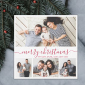 Elegante Collage Rood Wit Sneeuwvlokken Kerstmis Feestdagenkaart