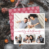 Elegante Collage Rood Wit Sneeuwvlokken Kerstmis Feestdagenkaart