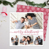 Elegante Collage Rood Wit Sneeuwvlokken Kerstmis Feestdagenkaart