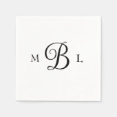Elegante Combo Font Monogram Bruiloft Cocktail Servet (Voorkant)