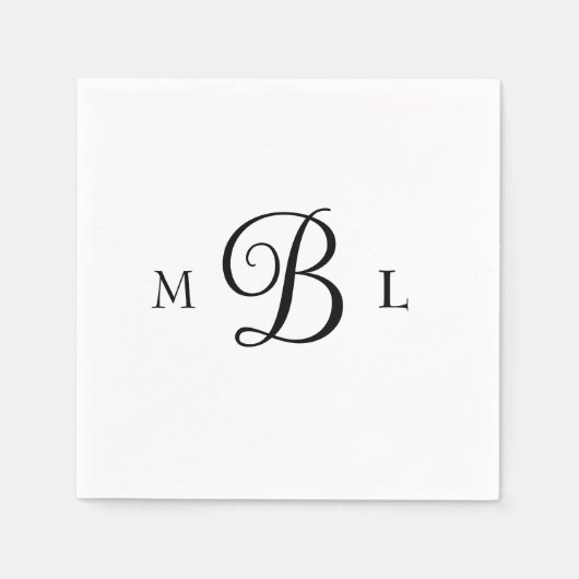 Elegante Combo Font Monogram Bruiloft Cocktail Servet (Voorkant)