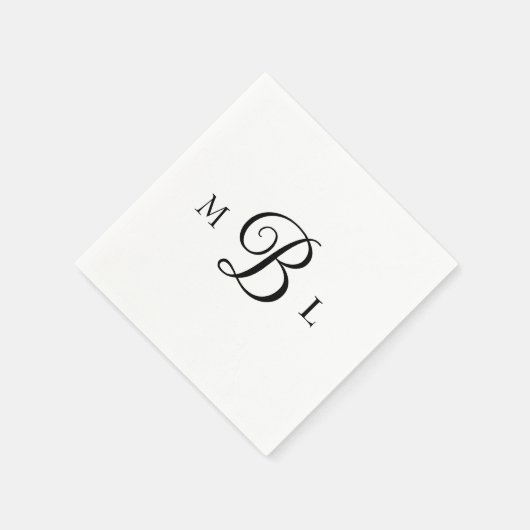 Elegante Combo Font Monogram Bruiloft Cocktail Servet (Hoek)