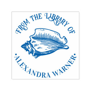 Elegante Conch Hoornschelp #2 Strand Rond Biblioth Zelfinktende Stempel