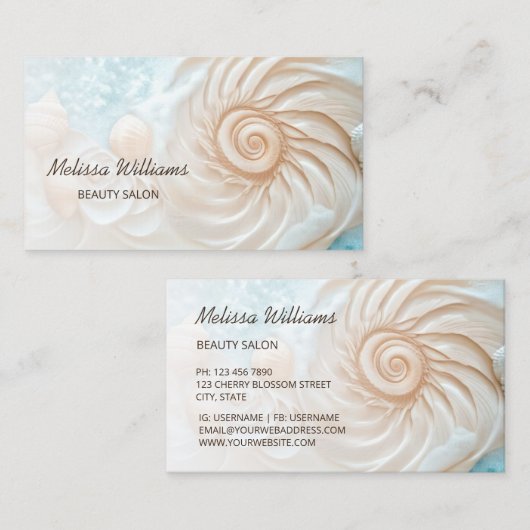 Elegante conch kust visitekaartje (Voorkant / Achterkant)