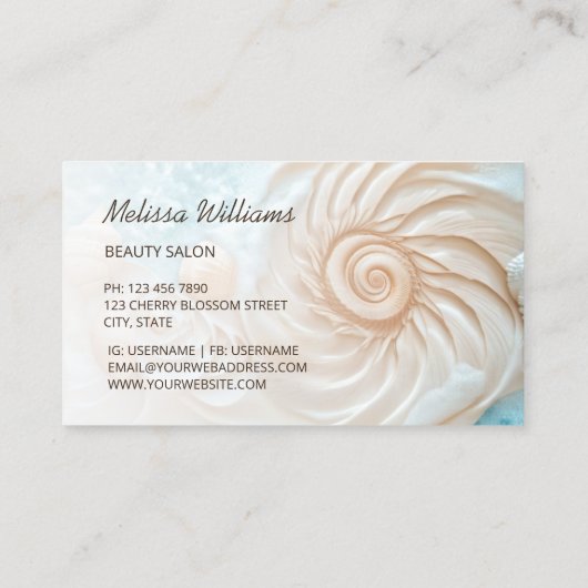 Elegante conch kust visitekaartje (Achterkant)