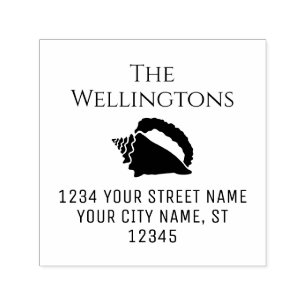 Elegante Conch Schelp #2 Strand Naam Retouradres Zelfinktende Stempel