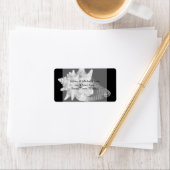Elegante Conch Shell Beach Zwart-wit Adres Etiket (Insitu)