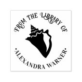 Elegante Conch Shell Beachy Ronde Bibliotheek Boek Zelfinktende Stempel (Design)