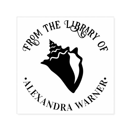 Elegante Conch Shell Beachy Ronde Bibliotheek Boek Zelfinktende Stempel (Design)