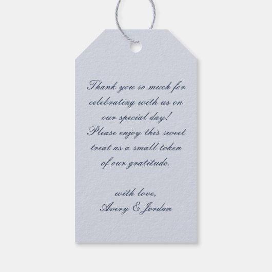 Elegante Coneflower Botanical Dusty Blue Wedding Cadeaulabel (Achterkant)