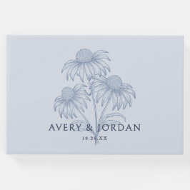 Elegante Coneflower Botanical Dusty Blue Wedding Gastenboek