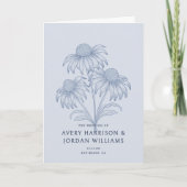 Elegante Coneflower Botanical Dusty Blue Wedding Programma (Voorkant)