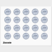 Elegante Coneflower Botanical Dusty Blue Wedding Ronde Sticker (Vel)