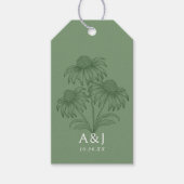 Elegante Coneflower Botanical Sage Green Wedding Cadeaulabel (Voorkant)