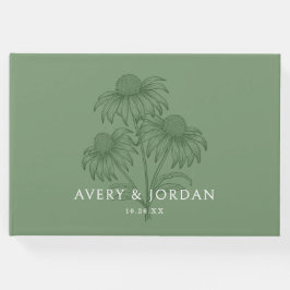 Elegante Coneflower Botanical Sage Green Wedding Gastenboek