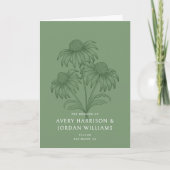 Elegante Coneflower Botanical Sage Green Wedding Programma (Voorkant)