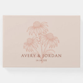 Elegante Coneflower Botanische Terracotta bruiloft Gastenboek