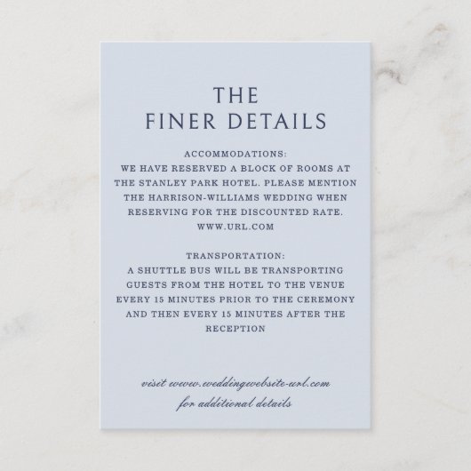 Elegante Coneflower Minimalist Dusty Blue Wedding Informatiekaartje (Voorkant)