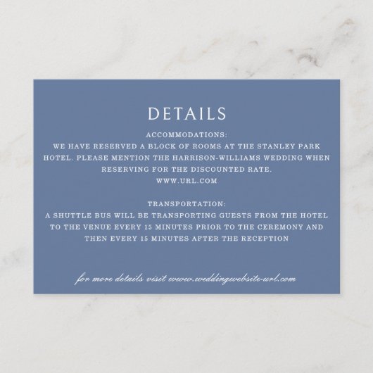 Elegante Coneflower Minimalist Dusty Blue Wedding Informatiekaartje (Voorkant)
