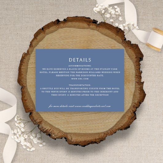 Elegante Coneflower Minimalist Dusty Blue Wedding Informatiekaartje