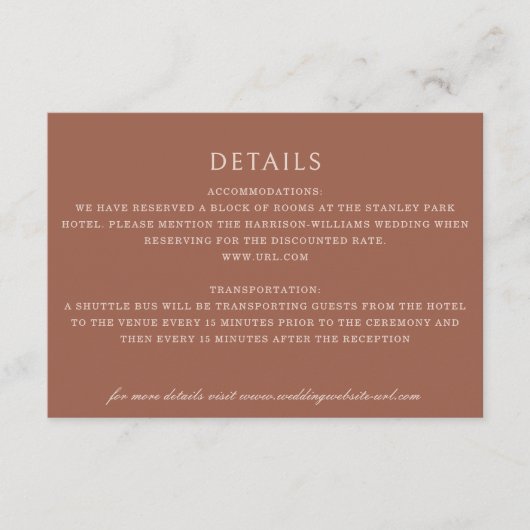 Elegante coneflower minimalistische terracotta bru informatiekaartje (Voorkant)