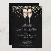 Elegante Confetti champagneglazen oudejaarsavond Kaart (Voorkant / Achterkant)