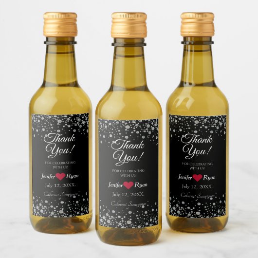 Elegante confetti Dank u Mini Wijnflesetiket Wijn Etiket (Flessen)