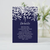Elegante Confetti Elke kleur Navy Blauw en Wit Save The Date (Staand voorkant)