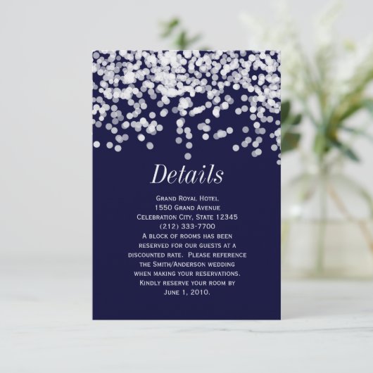 Elegante Confetti Elke kleur Navy Blauw en Wit Save The Date (Staand voorkant)