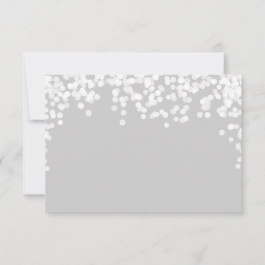 Elegante Confetti Fairy Lights Grijs Wit Dank u Bedankkaart (Achterkant)