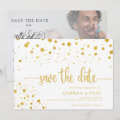 Elegante Confetti Foto Huwelijk Save The Date (Voorkant / Achterkant)