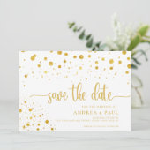 Elegante Confetti Fotobruiloft Bewaar de datum Save The Date (Staand voorkant)