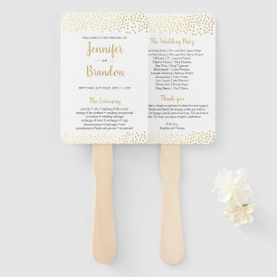 Elegante confetti gouden bruiloft programma fan handwaaier