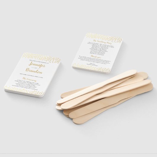 Elegante confetti gouden bruiloft programma fan handwaaier (Niet-gemonteerd)