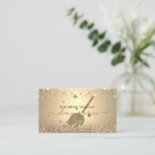 Elegante Confetti Maid Cleaning Glitter Gold Visitekaartje (Staand voorkant)
