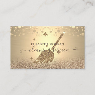 Elegante Confetti Maid Cleaning Glitter Gold Visitekaartje