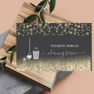 Elegante Confetti Maid Cleaning Glitter Grijs Visitekaartje