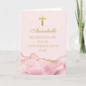 Elegante Confirmatie Zegeningen Roze Goud Aangepas Kaart (Voorkant)