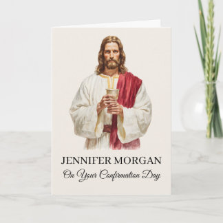Elegante Confirmatiekaart Jezus met Eucharistie Kaart