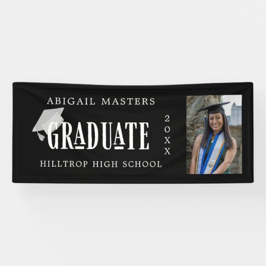elegante congraten afstuderen fotobanner spandoek (Horizontaal)